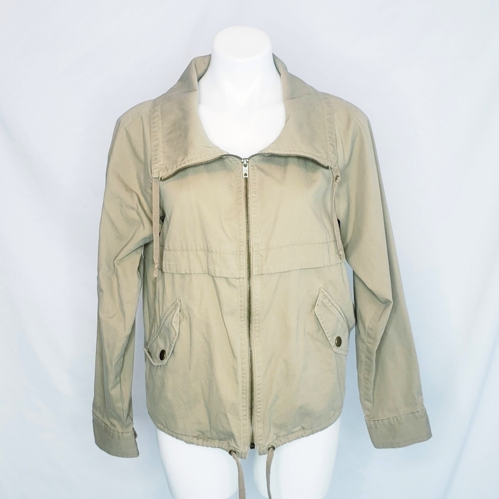LOFT Lightweight Utility Jacket Khaki Tan Coat Cotton